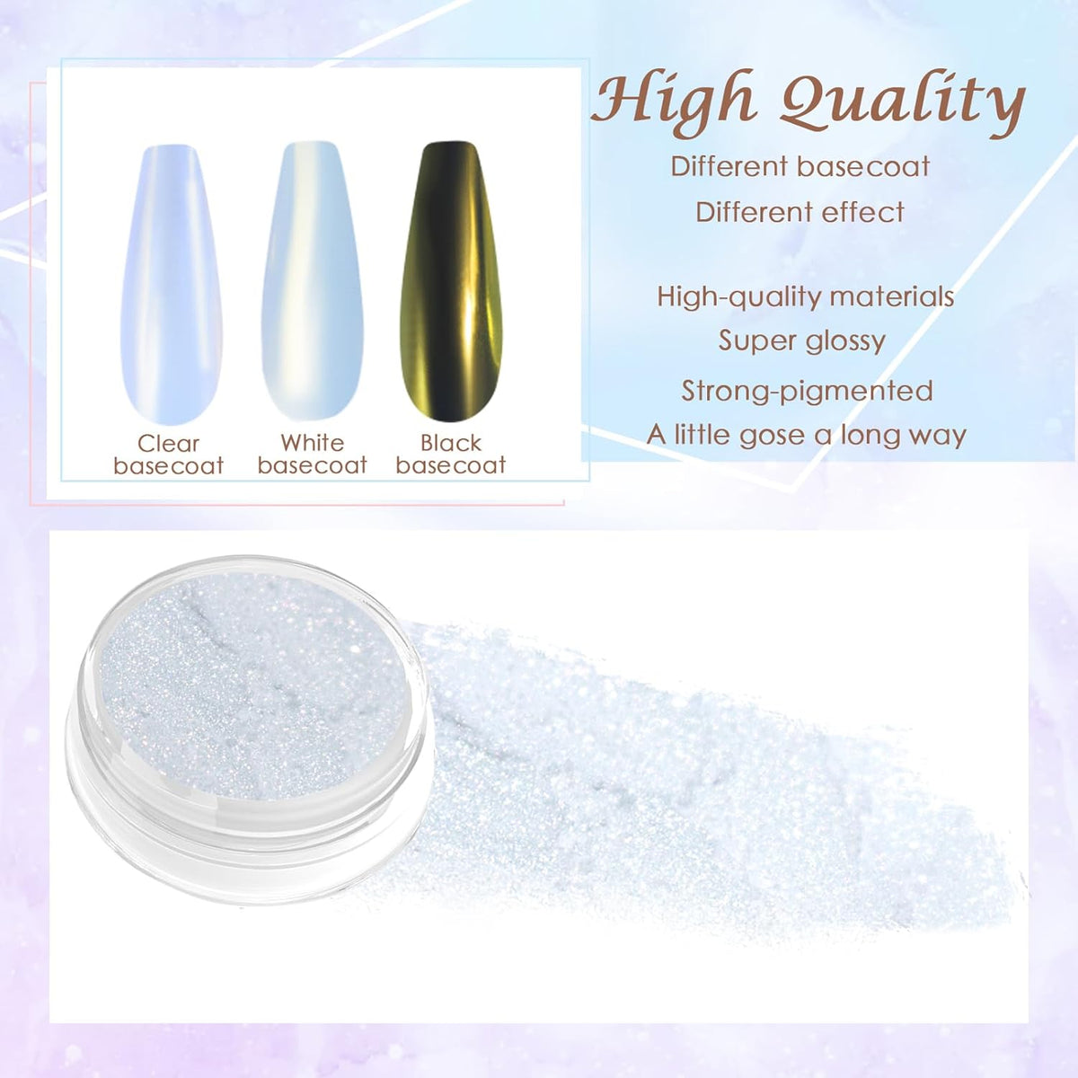 Laza Chameleon Pearl Chrome Nail Powder, Glazed Donut Metallic Mirror Effect Pigment, Iridescent Aurora Nail Glitter Holographic Fairy Dust Nail Art Supplies Nail Techs, Resin Craft – Mermaid Legend