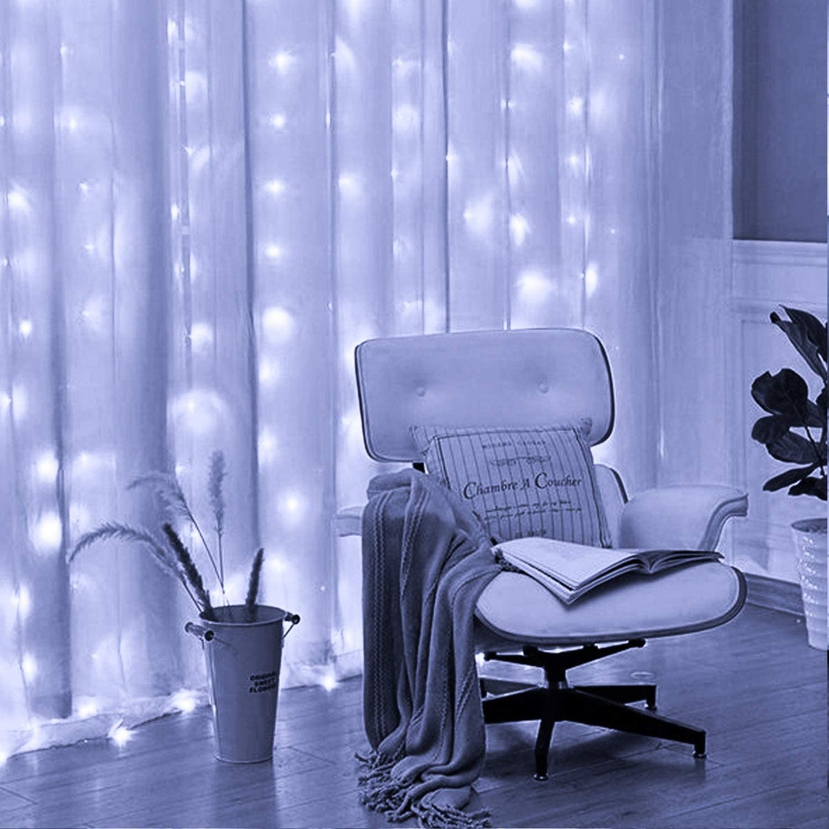 FUNPENY Window Curtain String Lights, 300 LED 8 Lighting Modes Fairy Lights USB Powered, Waterproof Lights for Christmas Bedroom Party Wedding Home Garden Wall Decorations (White)
