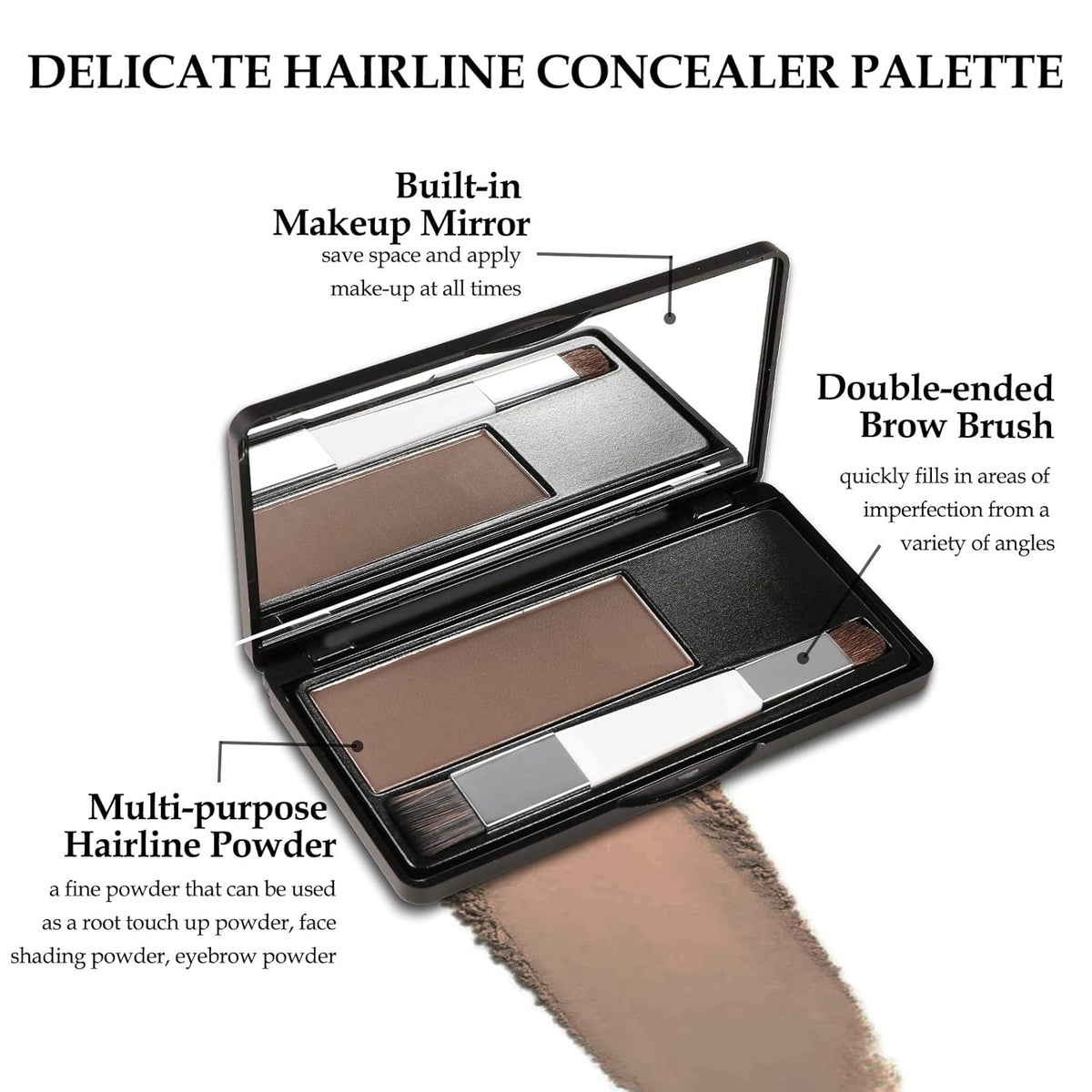 Boobeen Hair Shadow Kit, Root Touch Up Color Cover, Temporary Concealer With Brush for Gray Hair