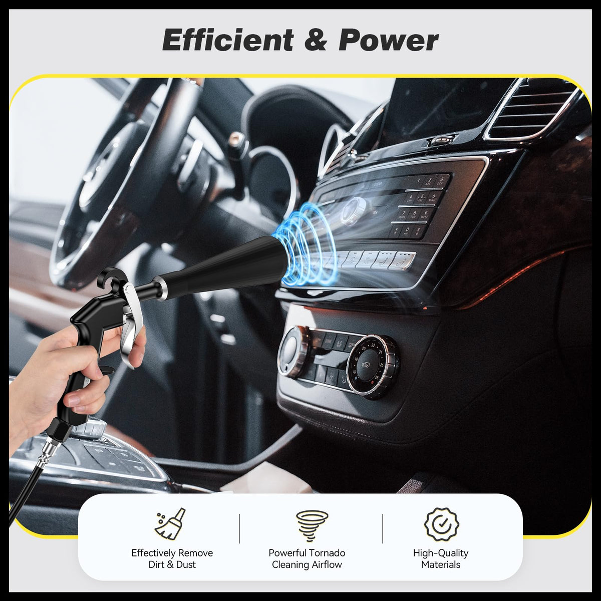 funomo Detailing Car Cleaning Gun - High Pressure Blower Gun with Nozzle, Dryer Air Blow Gun Interior Car Detailing Tools for Quickly Removes Dirt Dust & Dry Surfaces