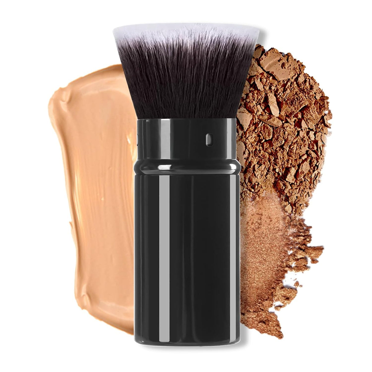 Makeup Brush, Retractable Travel Kabuki Powder Foundation Makeup Brush Face Blush Brushes for Blending Liquid, Flawless Cosmetics, Bronzer, Buffing, Sunscreen,