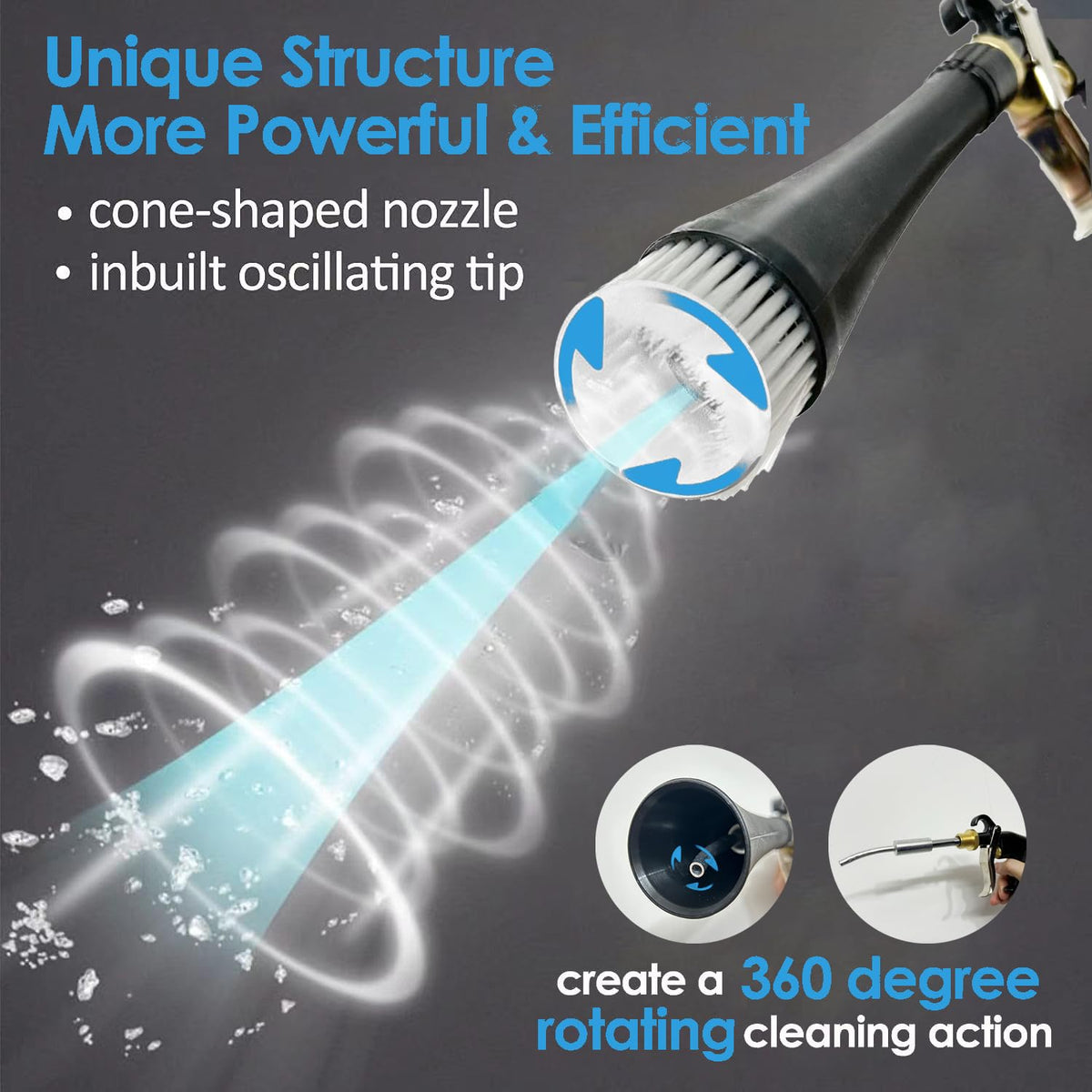 BIAOMEI High Pressure Car Interior Cleaning Gun Automobile Detailing Cleaning Car Detailing Dry Washing Gun with Brush (New ugrade Aluminum Tube Rotate), z-014