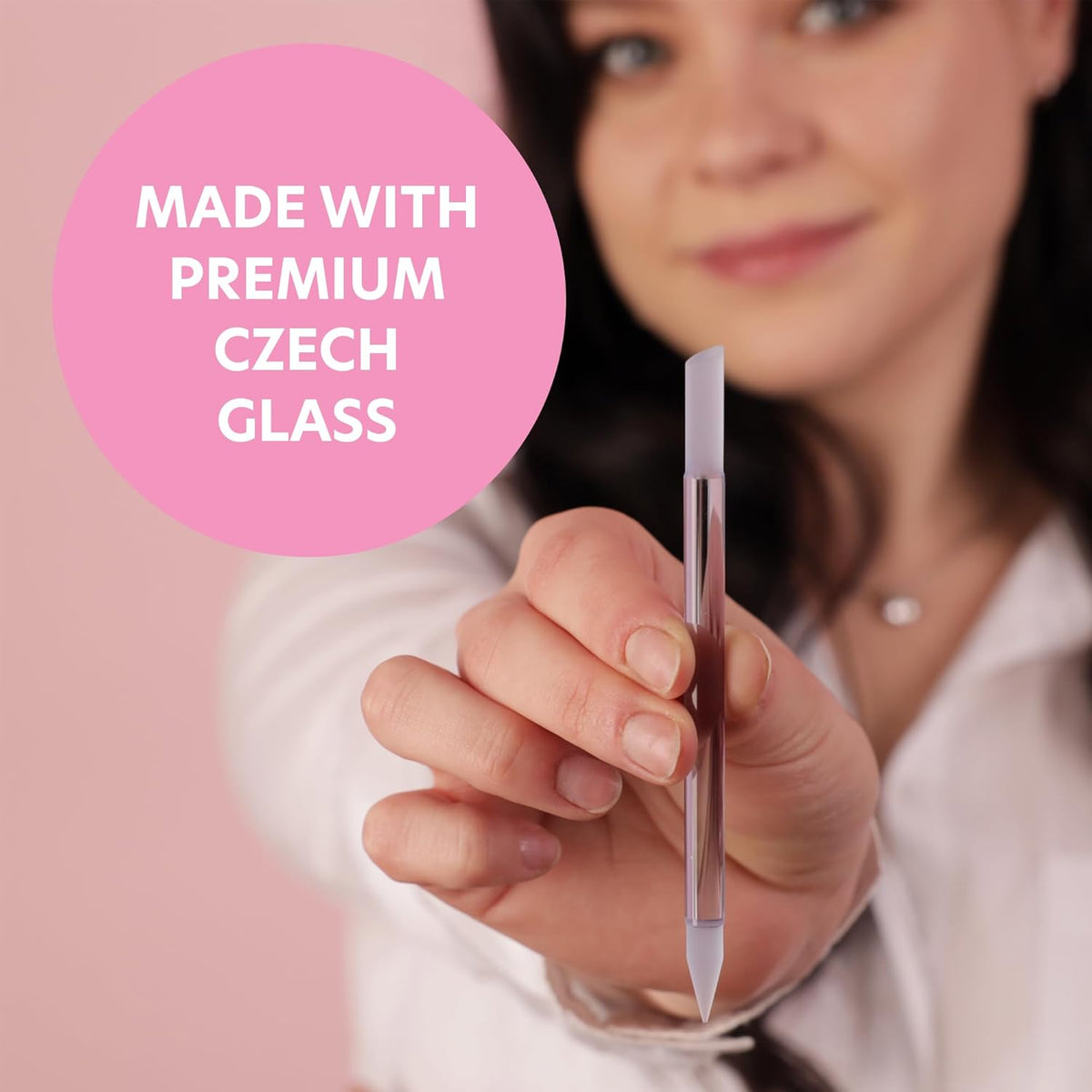 BONA FIDE BEAUTY Glass Cuticle Pusher, 1-Pieces Blue Gentle Czech Manicure Stick for Remover, Long-Lasting and Double-Sided Reusable Glass Stick