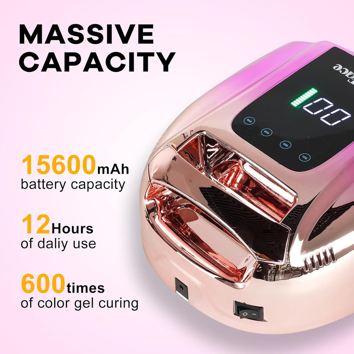 96W Rechargeable UV LED Nail Lamp UV Light for Gel Nails Cordless Gel Nail Lamp Nail Dryer with 42 Beads Smart Sensor & Metal Base