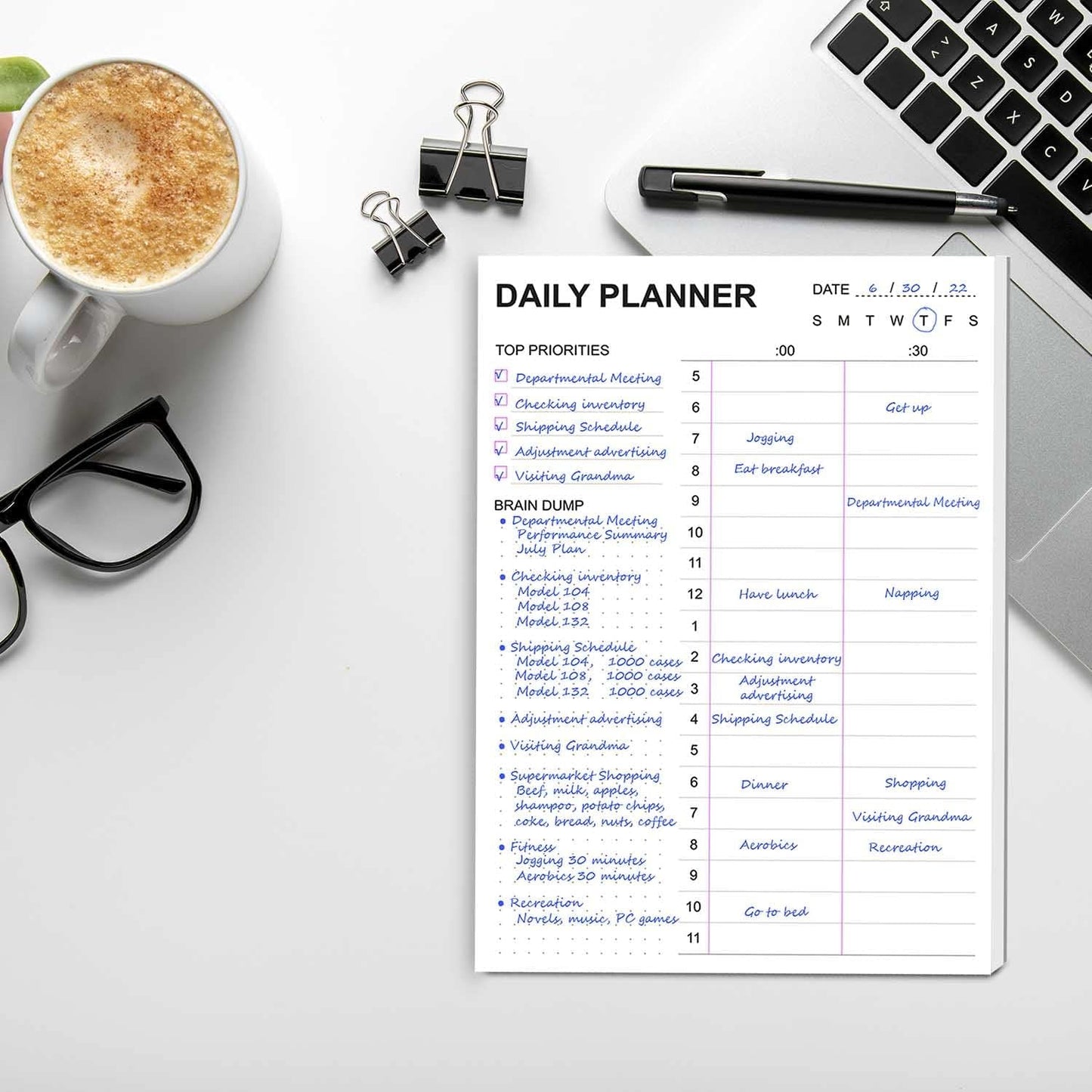 Tiankool To Do List Notepad - Daily To Do List with Priorities, Hourly Scheduler and Notes - Daily Planner Notepad for Work, Study, Appointments, 60 Tear Off Sheets Planning Pad, 7x10 Inch
