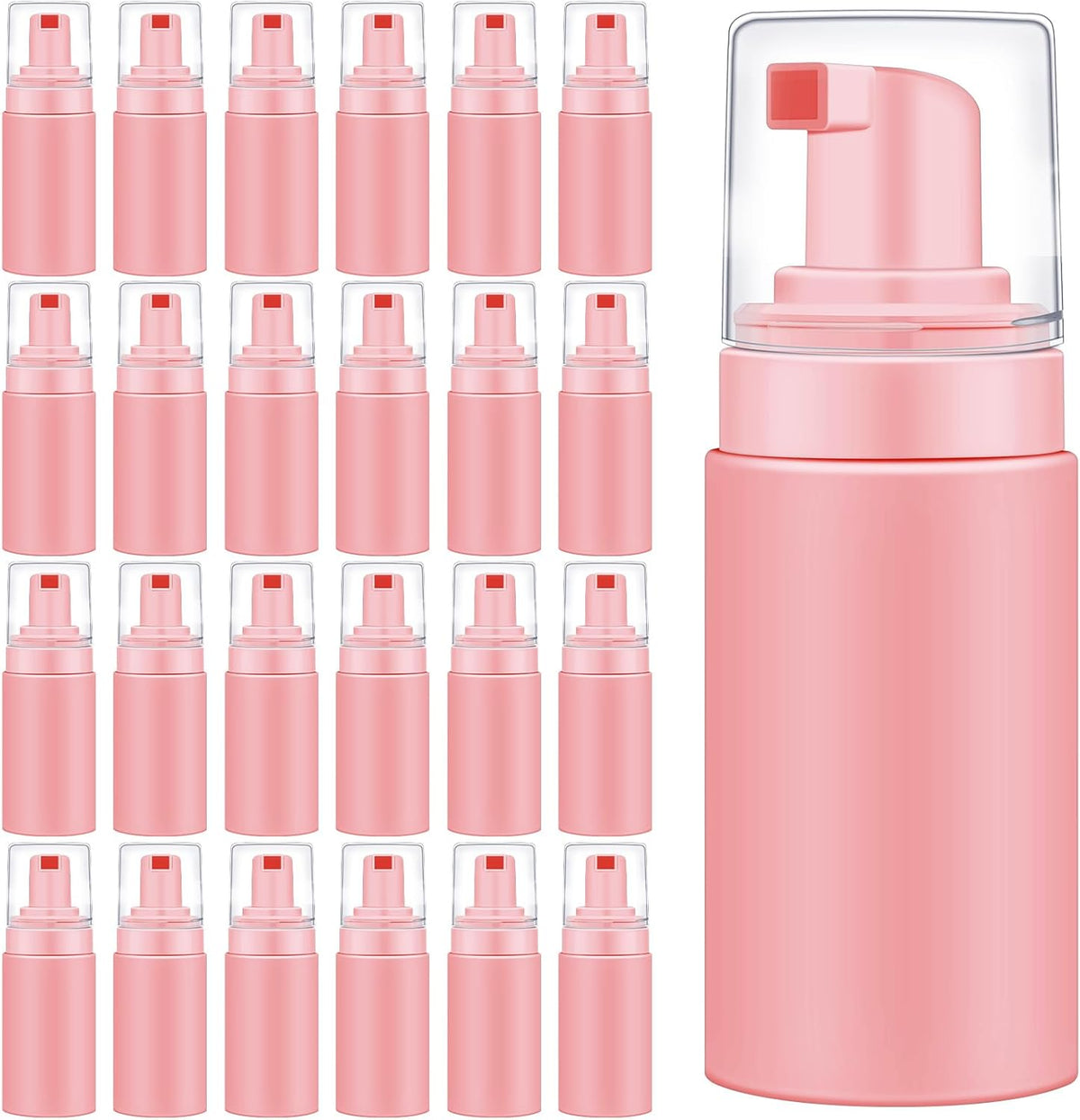 50pcs Foam Pump Bottles 1oz/30ml Plastic Mini Empty Dispenser DIY Travel Face Cleanser Mousse Soap Foam Bottle Refillable Hand Soap Eyelash Shampoo Cosmetics Portable Travel Pack(Pink)