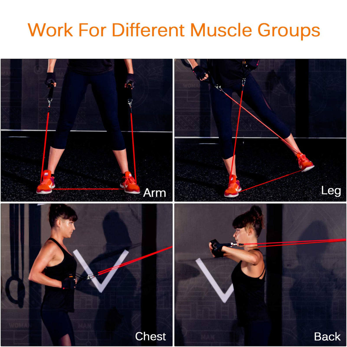 Resistance Bands Set (12pcs), Workout Bands with Handles, Door Anchor, Ankle Straps and Carry Bag, Exercise Bands for Shape Body and Home Workouts