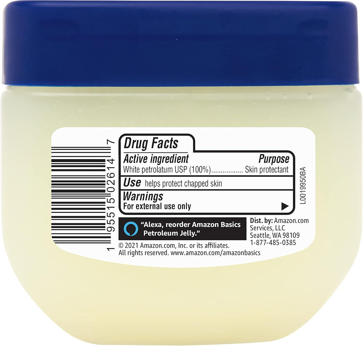 Amazon Basics Petroleum Jelly White Petrolatum Skin Protectant, Unscented, 7.5 oz, 4-Pack, (Previously Solimo)