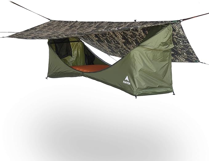 Haven Tents Lay Flat Hammock Tent - Waterproof Tent & Camping Hammock with Mosquito Net - Includes Insulated Pad and Rainfly - Haven Tent, Haven XL, Haven Safari