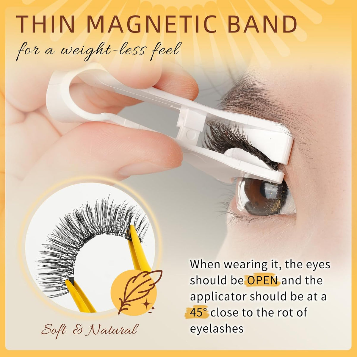 QUEWEL 2 Pairs Magnetic Eyelashes Natural Look, Reusable Magnetic Eyelashes with Applicator, No Glue Needed Lash Clusters Kit, Easy to Wear and Remove(2 Pairs-D+E03)