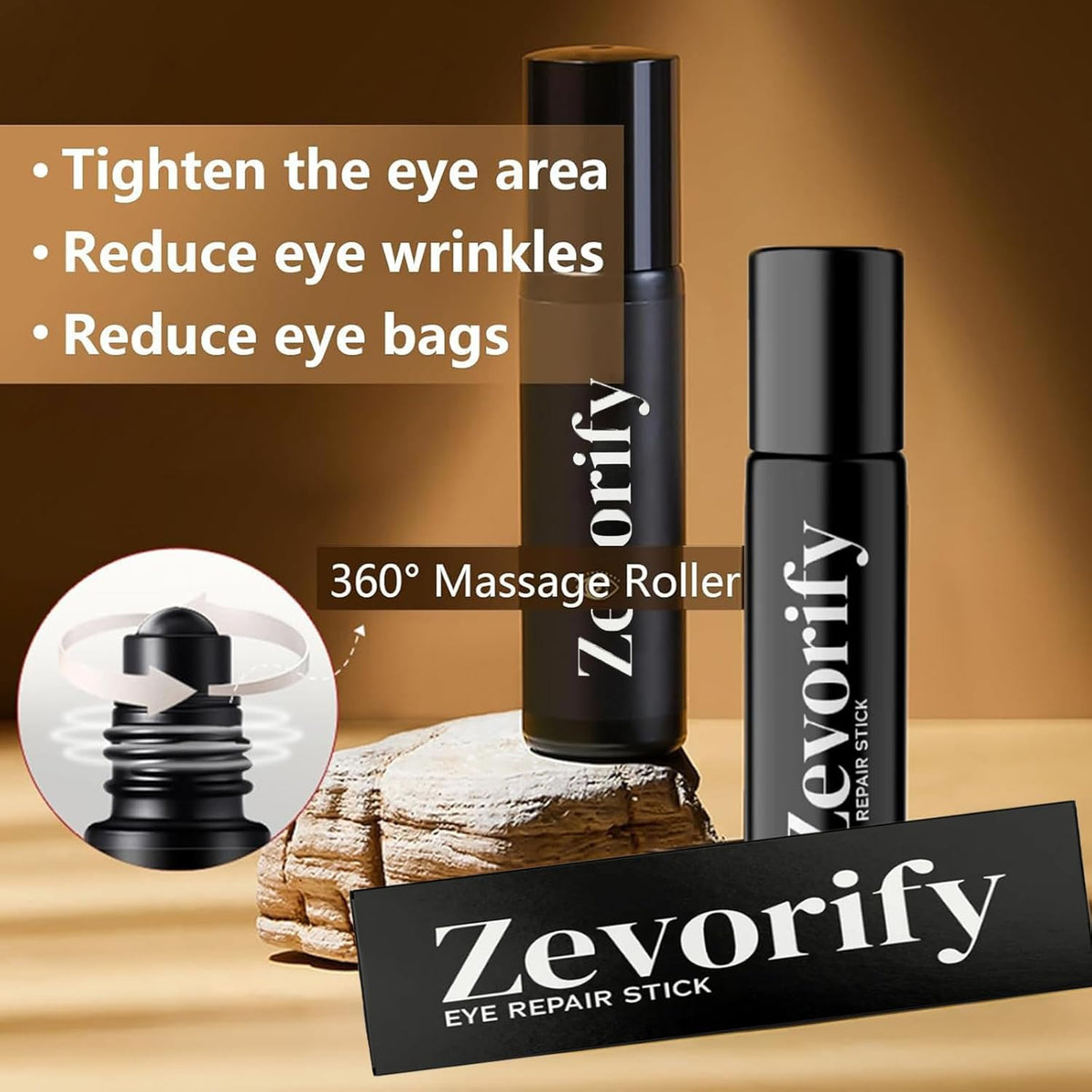 Eye Repair Stick for Men, Under Eye Roller for Eyes Bags and Dark Circles, Cooling Stick Hydrates and Depuffing, Gentle, Natural Formula (3pcs, 0.35 fl.oz)