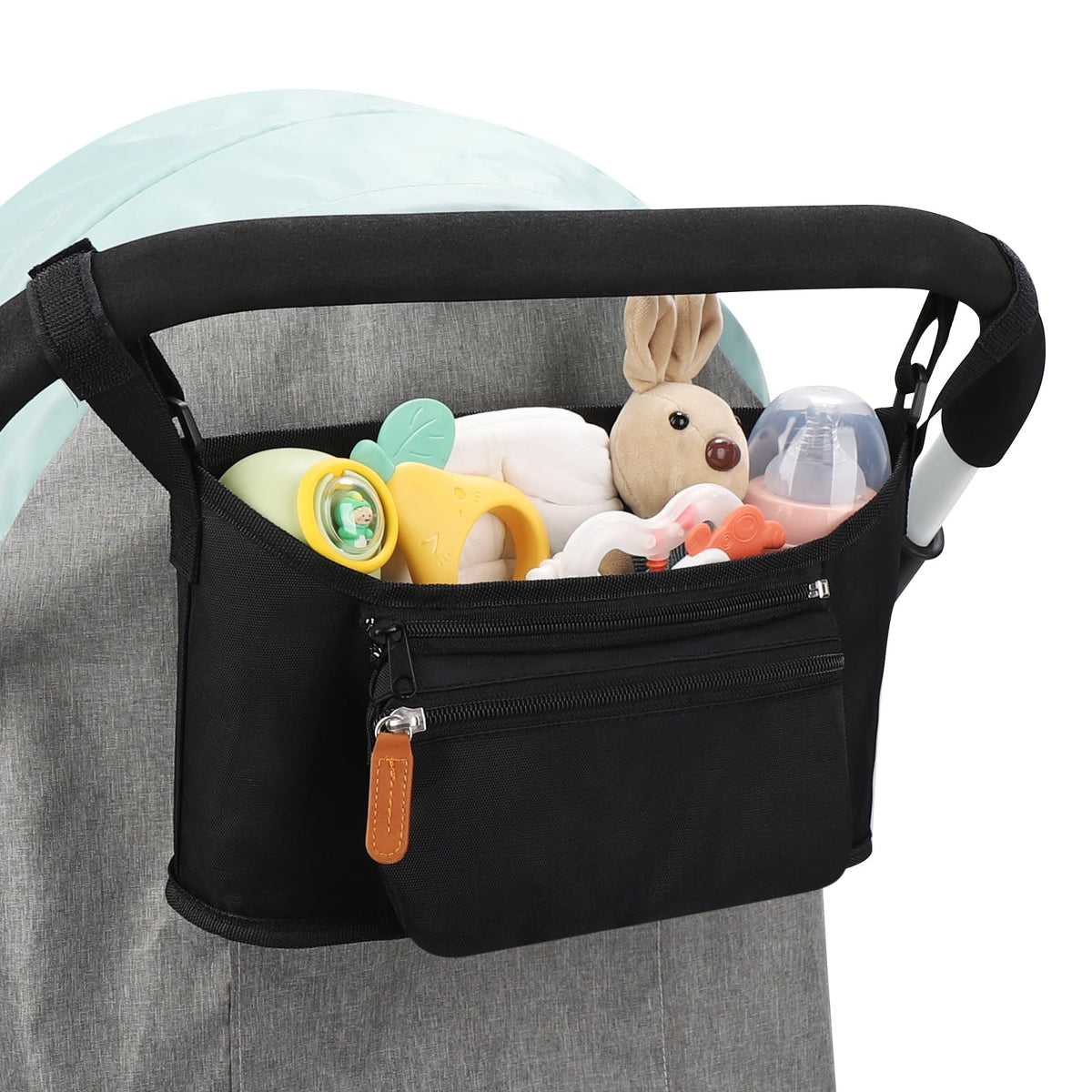 Accmor Universal Stroller Organizer with Detachable Phone Bag, Stroller Bag Caddy Organizer Stroller Accessories for Uppababy, Baby Jogger, Nuna, Doona, Britax Strollers