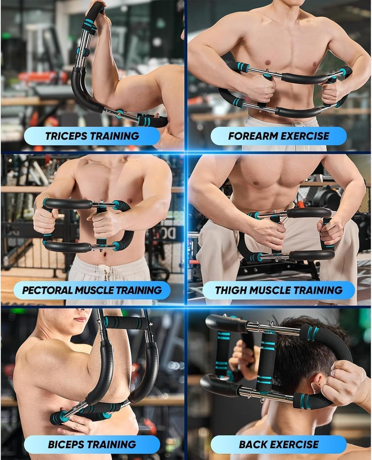 Twister Arm Trainer for Men - Adjustable Chest Workout Equipment for Home Gym, Muscle Builder & Strength Training for Arms, Chest, Shoulders (Blue, 40-90lb)