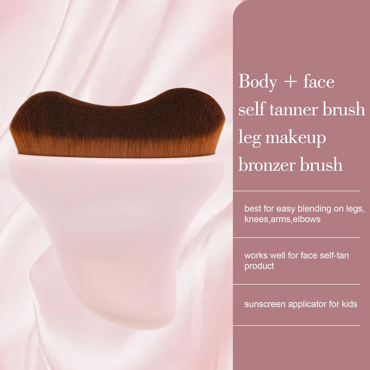 BEAUTYFACTOR Self Tanner Brush - Kabuki Bronzer Brush for Face & Body Makeup - Self Tanning Mitt for Face, Body & Legs (Pink)