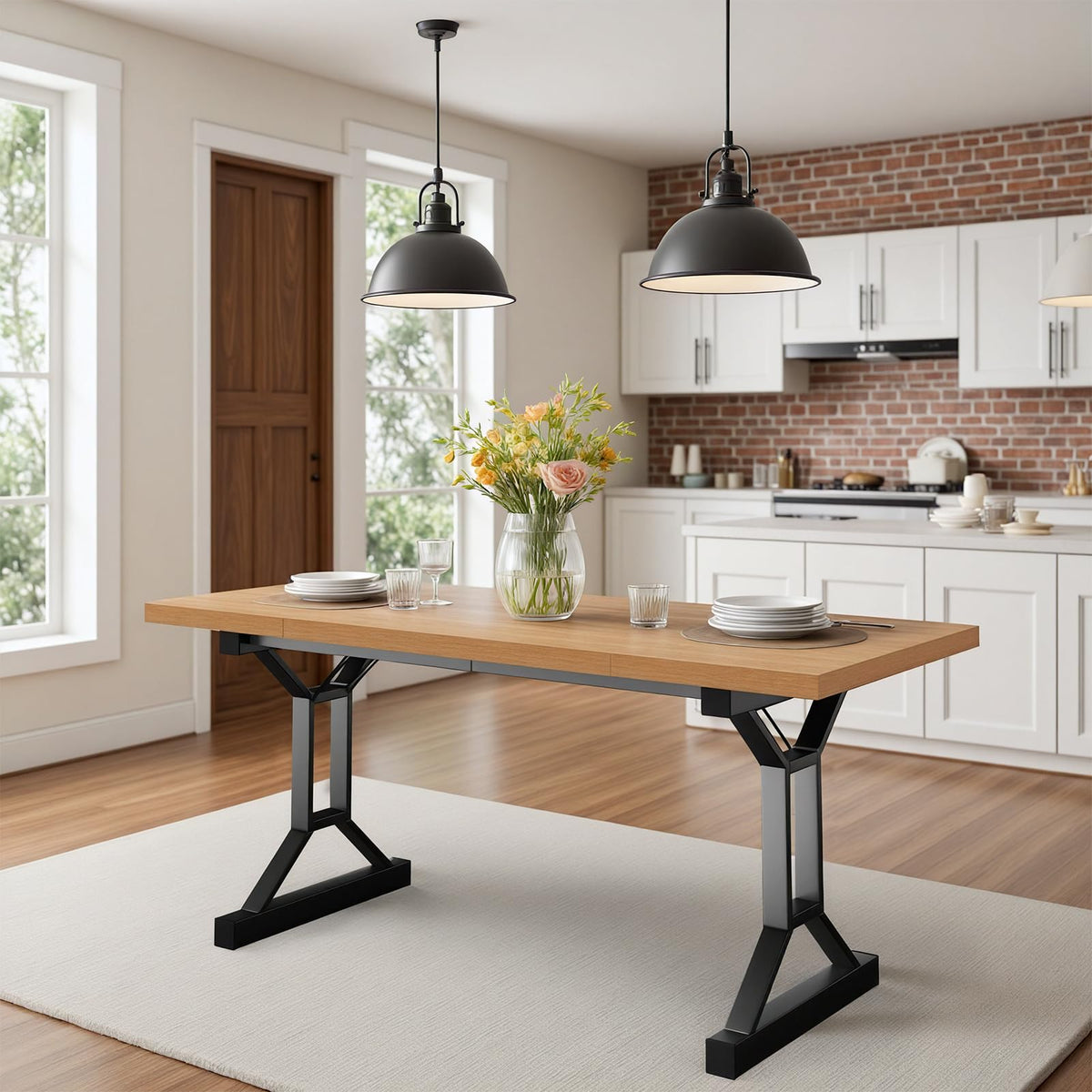 HONRISE 70.8-Inch Wooden Desk, Modern Executive Desk，Large Farmhouse Home Office Desks, Simple Study Computer Table, Desk Tables for Home & Dining