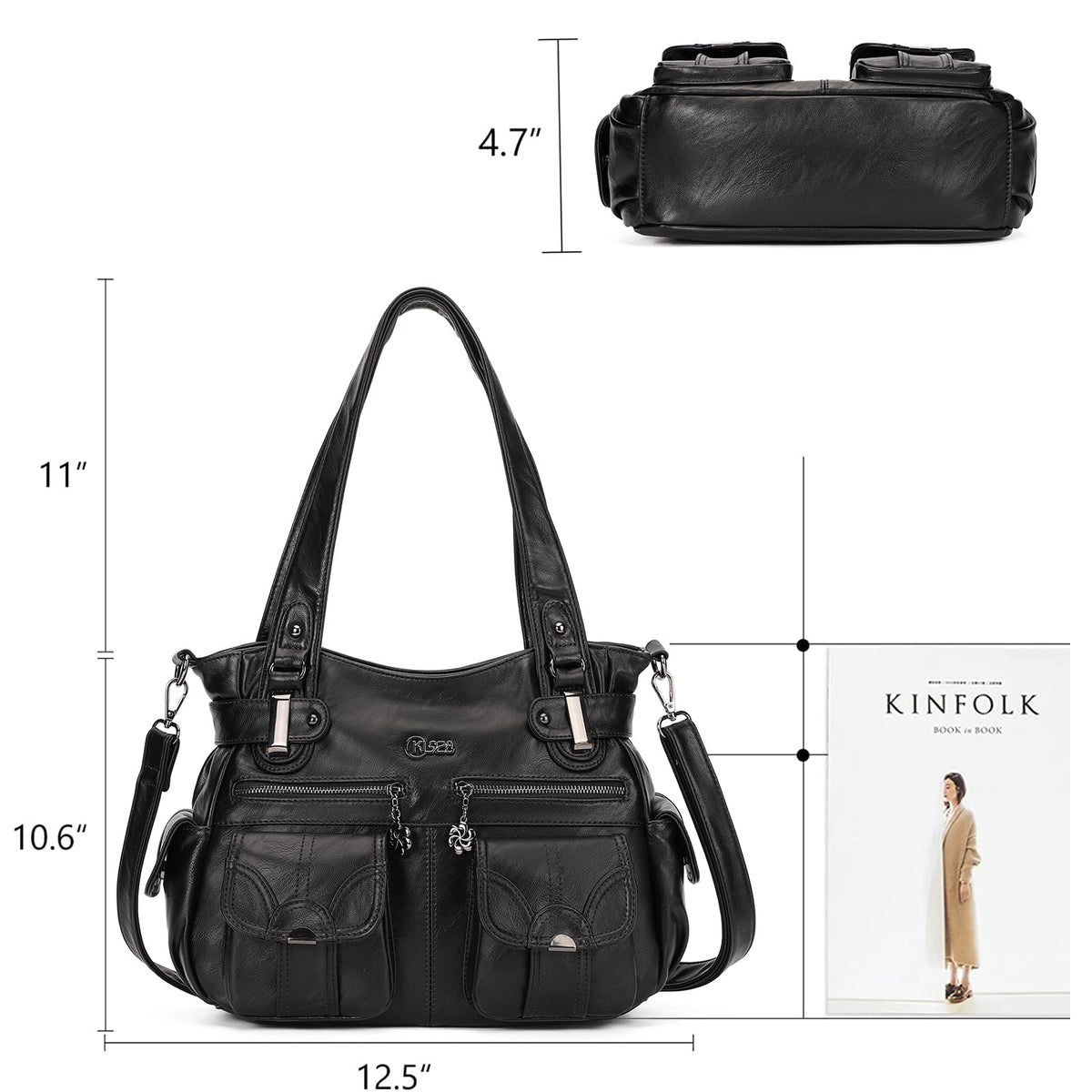 Purses and Handbags for Women Large Hobo Shoulder Bags Soft PU Leather Multi-Pocket Tote Bag
