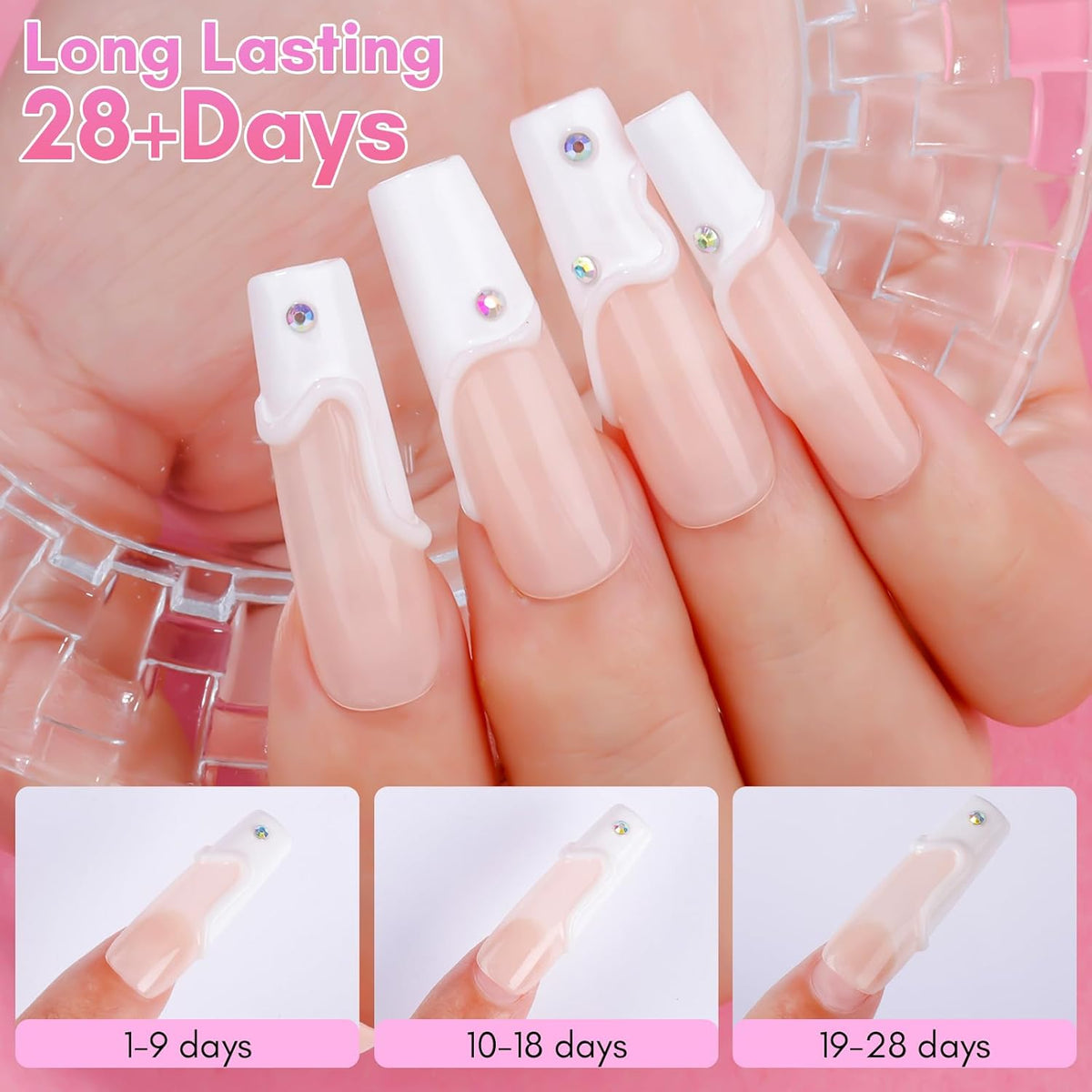 Makartt 3D Nail Gel for Nail Art: No Wipe 15g White Sculpting Molding Candy Craving Gel Polish Rhinestone Nails Charm Glue Decoration Manicure Designs (Whiteout Wonder)