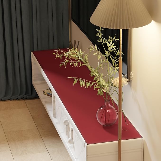 Leather Desk Mat,1.8mm Thick,12x60 Inch Desk Cover,Desk Protector Mat,Dresser Cover Top,Dresser Top Cover,Dresser Top Protector,Desk Covers On Top of Desks(Black+Wine Red,12×60)
