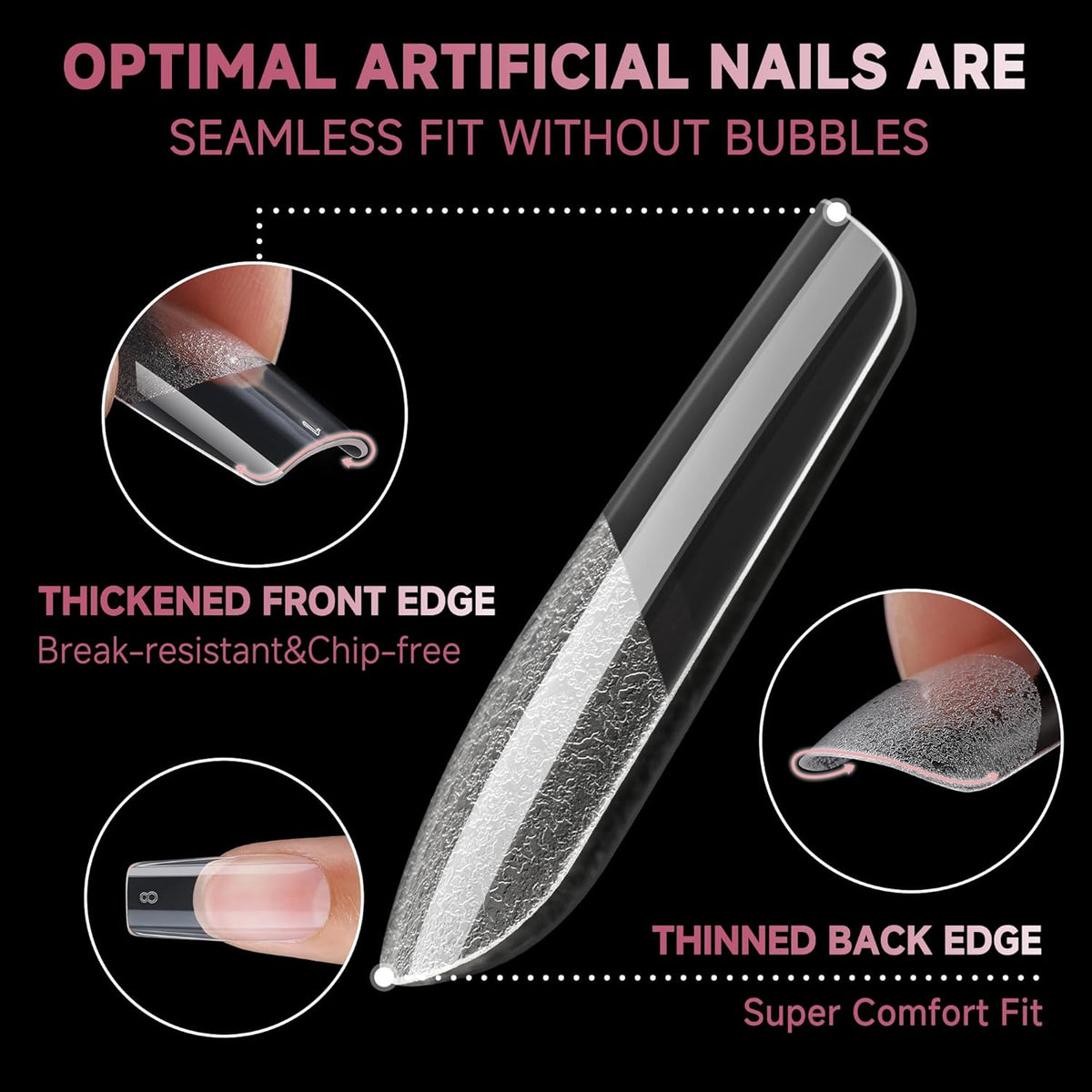UNA GELLA Medium Square Gel Nail Tips Half Matte 312pcs Medium Square Gel Nails Full Cover False Acrylic Nails Tips for Press On Nails DIY Art Salon Nail Extensions, 12 Sizes
