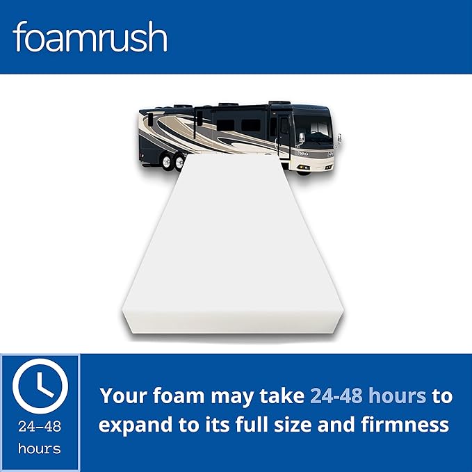FoamRush 6-Inch Bunk (28" x 72") High Density Foam RV Mattress Replacement, Medium Firm, Pressure Relief, Travel Camper Trailer Truck, Made in USA, CertiPUR-US Certified, Cover Not Included