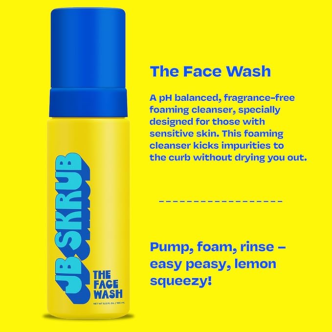 JB SKRUB Face Pads and Face Wash for Sensitive Skin - Acne Cleanser and Acne Pads with Aloe and Chia for Teen Boys, Tweens, and Kids - Grease-Free Freshness