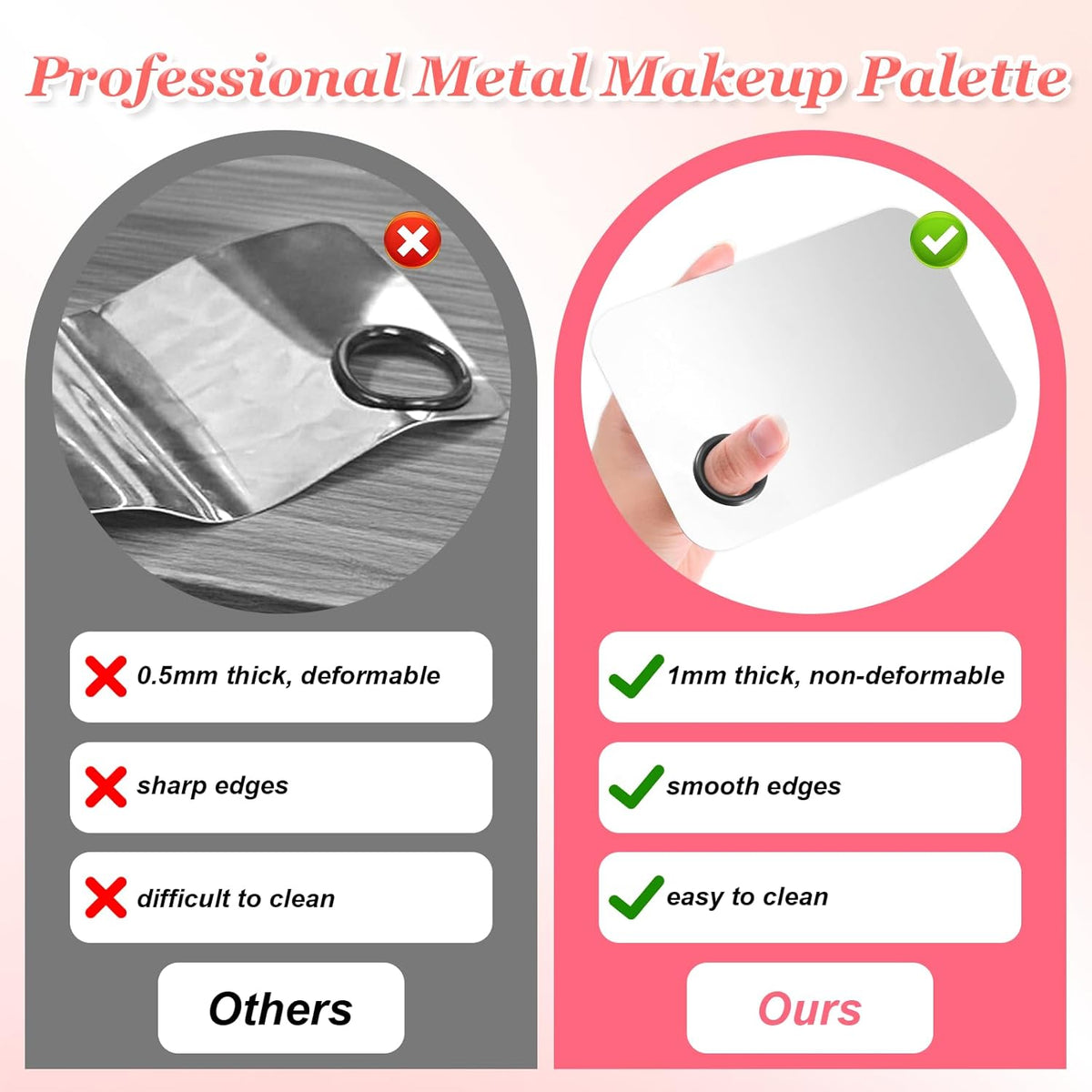 3Pcs Stainless Steel Cosmetic Makeup Palette Professional Cosmetic Mixing with Spatula Makeup Artist Tool Nail Art Palette for Mixing Foundation Eye Shadow Eyelash Nail Art Different sizes