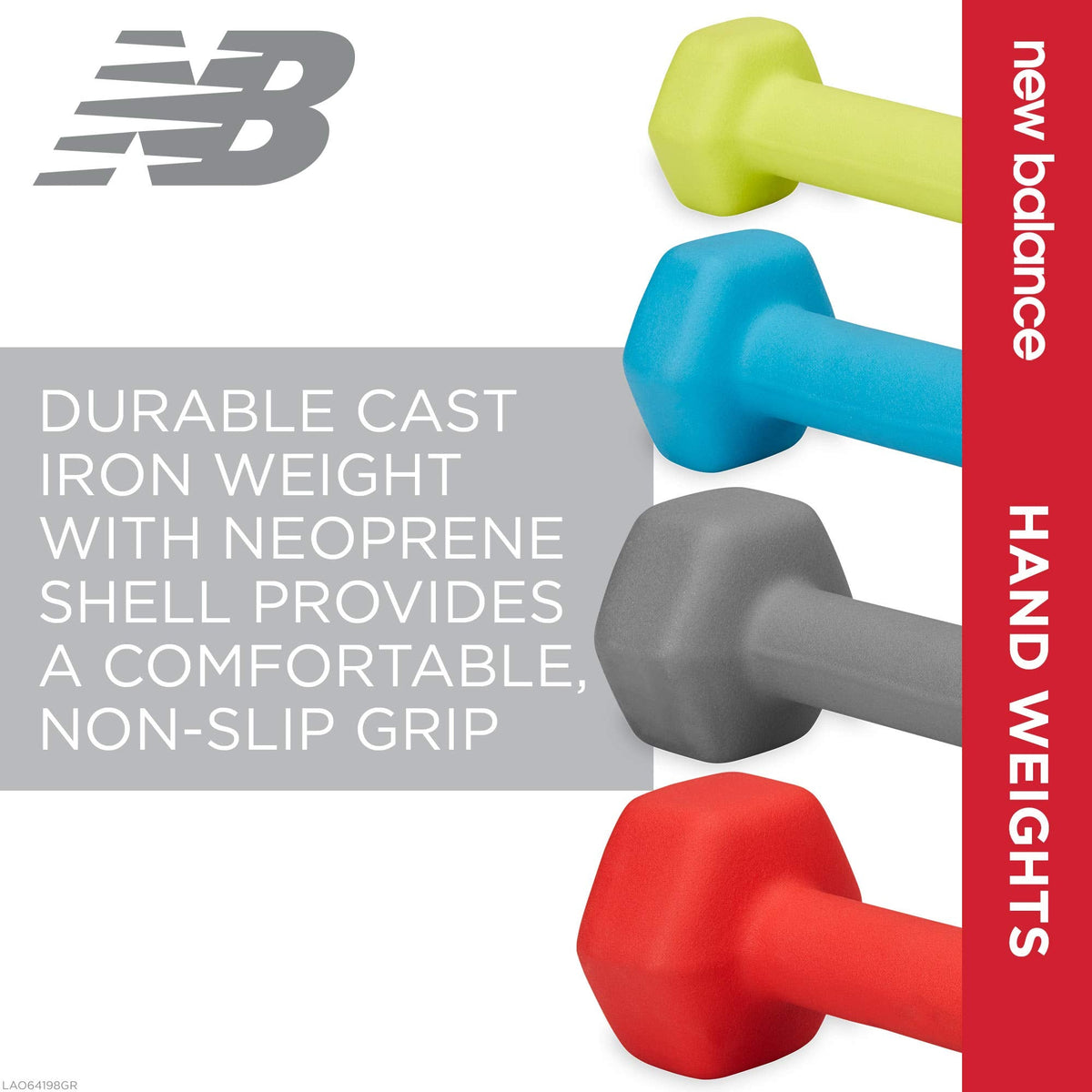 New Balance Dumbbells Hand Weights (Single) - Neoprene Exercise & Fitness Dumbbell for Home Gym Equipment Workouts Strength Training Free Weights for Women, Men (12 Pound), 12lb
