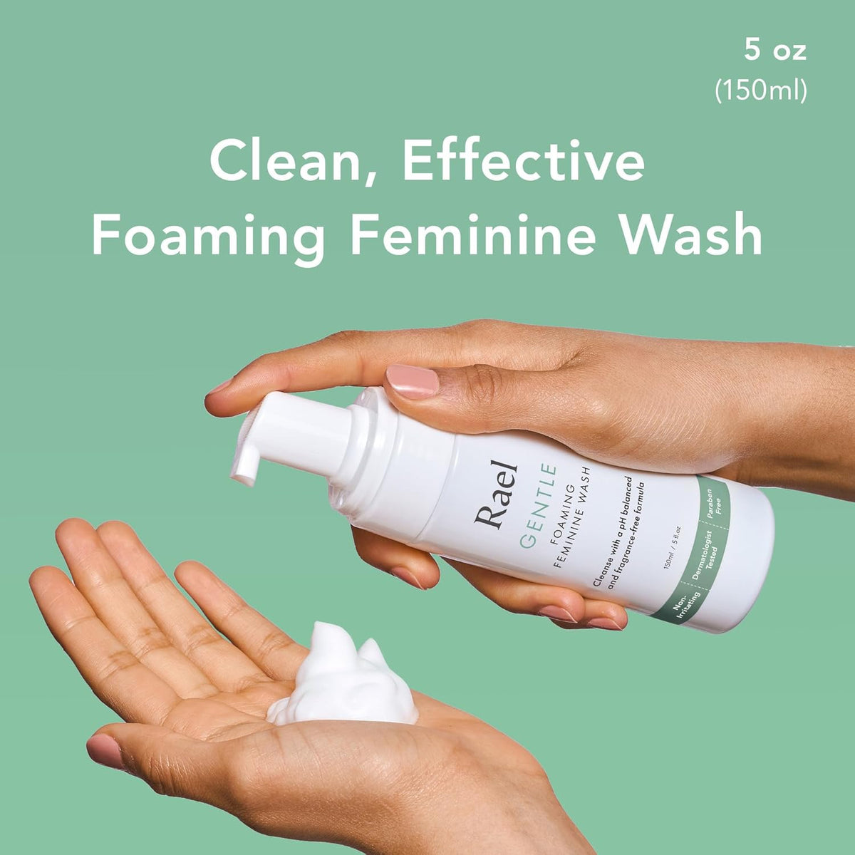 Rael Feminine Wash, Foaming Cleanser, pH Balanced Intimate Care for Women, Unscented, Clean Ingredients, All Skin Types, Vegan, Cruelty-Free (5oz, 4 Pack)
