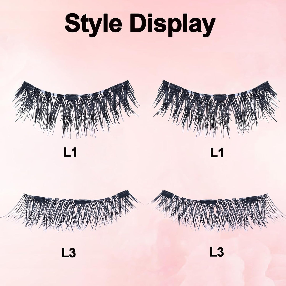 LAUBESS Magnetic Eyelashes with Applicator 2 Pair No Glue Needed Natural Look Magnetic Lashes Easy to Wear and Remove(L01/L03)