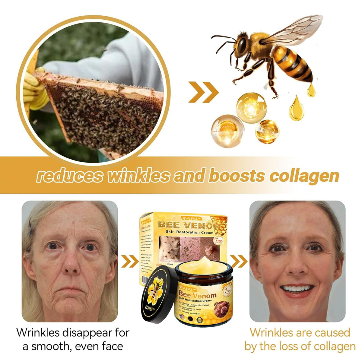 LipMaps Bee Venom Skin Restoration Cream, Bee Venom Skin Treatment Cream, Repair skin and Firming, Effective In Reducing Blemishes (2)