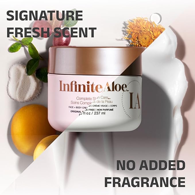InfiniteAloe Complete Skin Care, Aloe Vera Powered Face and Body Cream for All Skin Types, Dry Skin Everyday Hero, Original Scent - Large Jar 8 oz