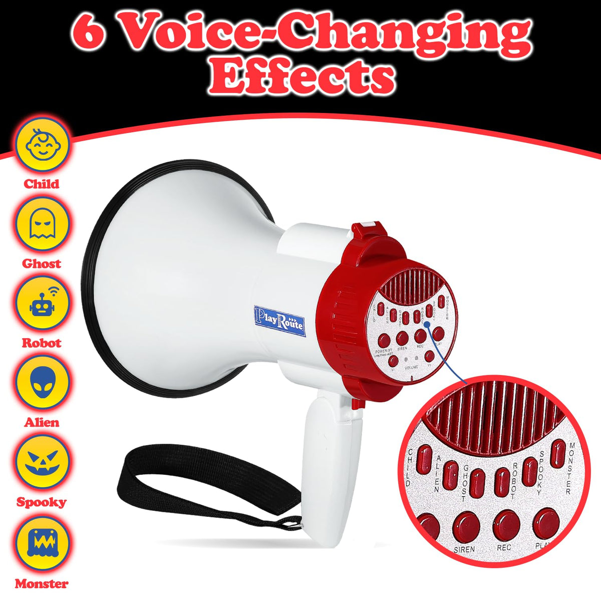 Megaphone Bullhorn | 30-Watt Bull Horn Speaker with Record & Play | Plus Voice Changer for Adults with Siren & Whistle | Blow Horn Loud Speaker with Bluetooth Connection