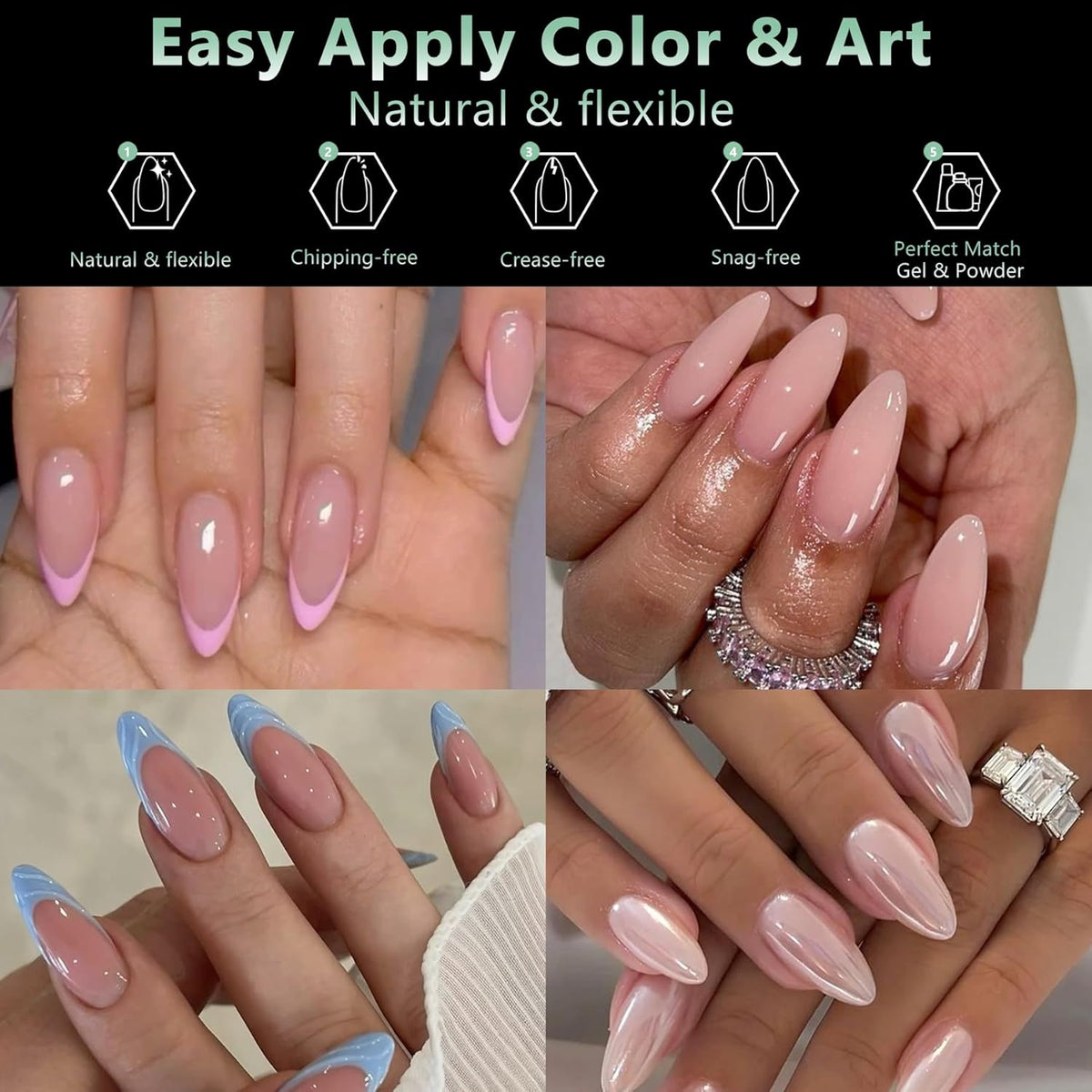 Medium Almond Nail Tips, 216pcs Acrylic Fake Nails Gel Nail Tips Soft, Full Cover Pre-Shaped Matte Clear Press on Nails for Extension, Diy at Home Manicure 12 Sizes
