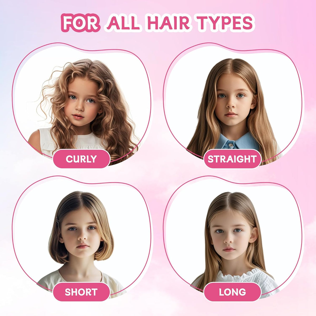 Girls Heatless Curls Overnight, Kids Unicorn Hair Rollers with Hair Clips, Hair Accessories for Little Girls & Teenage & Sister, Birthday Gifts Trendy Stuff - Pink