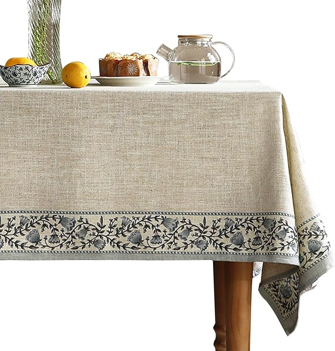 ISAENNE Designer Vintage Linen Elegant Extra Long Table Cloth Rectangular,Chinoiserie Floral Tablecloth,Durable Decor Table Cover for Dining Thanksgiving Kitchen Party,63"*110"-Segerman B