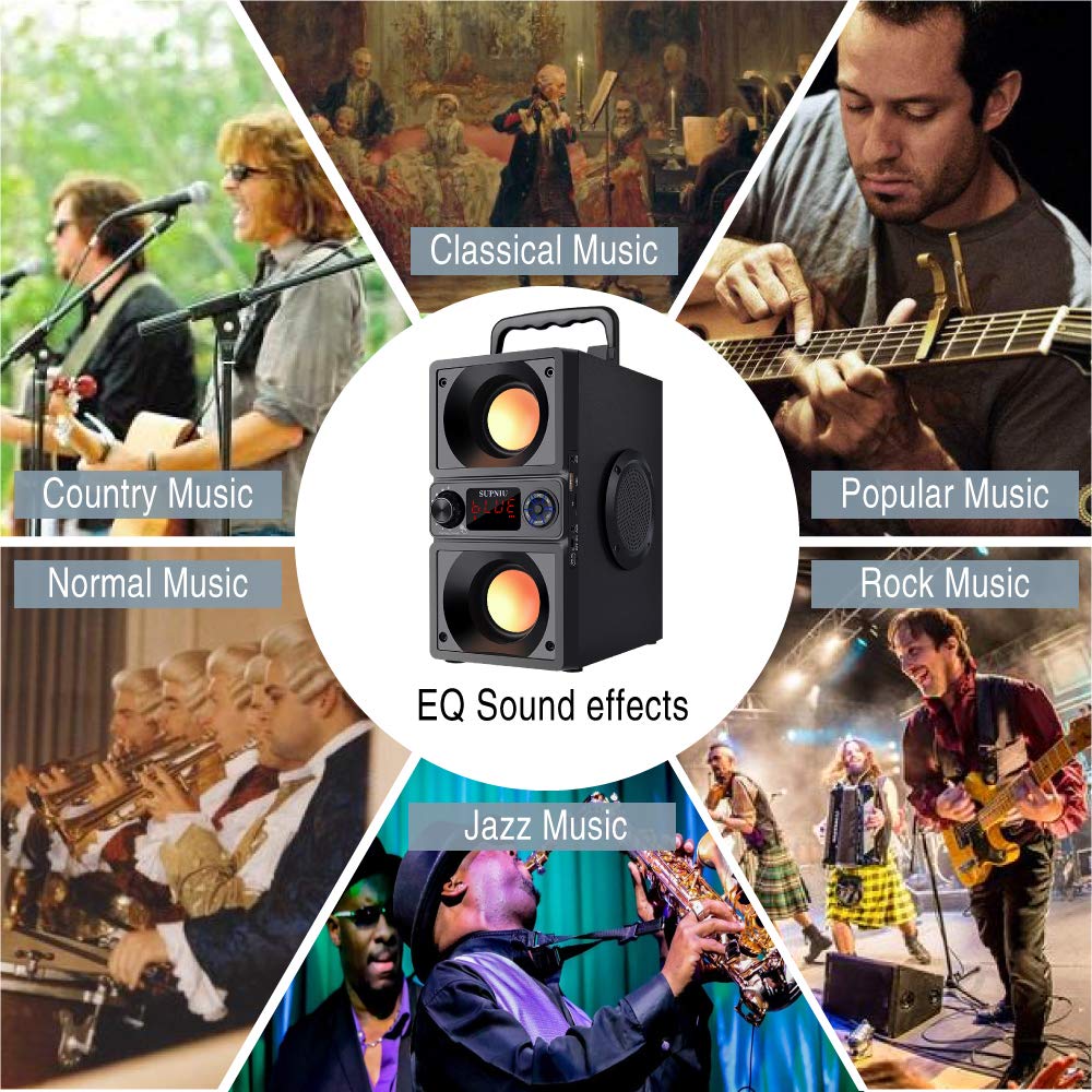 Bluetooth Speaker, Portable Bluetooth Boombox with 40W (60W Peak) Stereo Dual Woofers and Dual Tweeters Wireless Home Party Speaker, 2400 Minutes Playtime, Suitable for Party, Camping, Gym