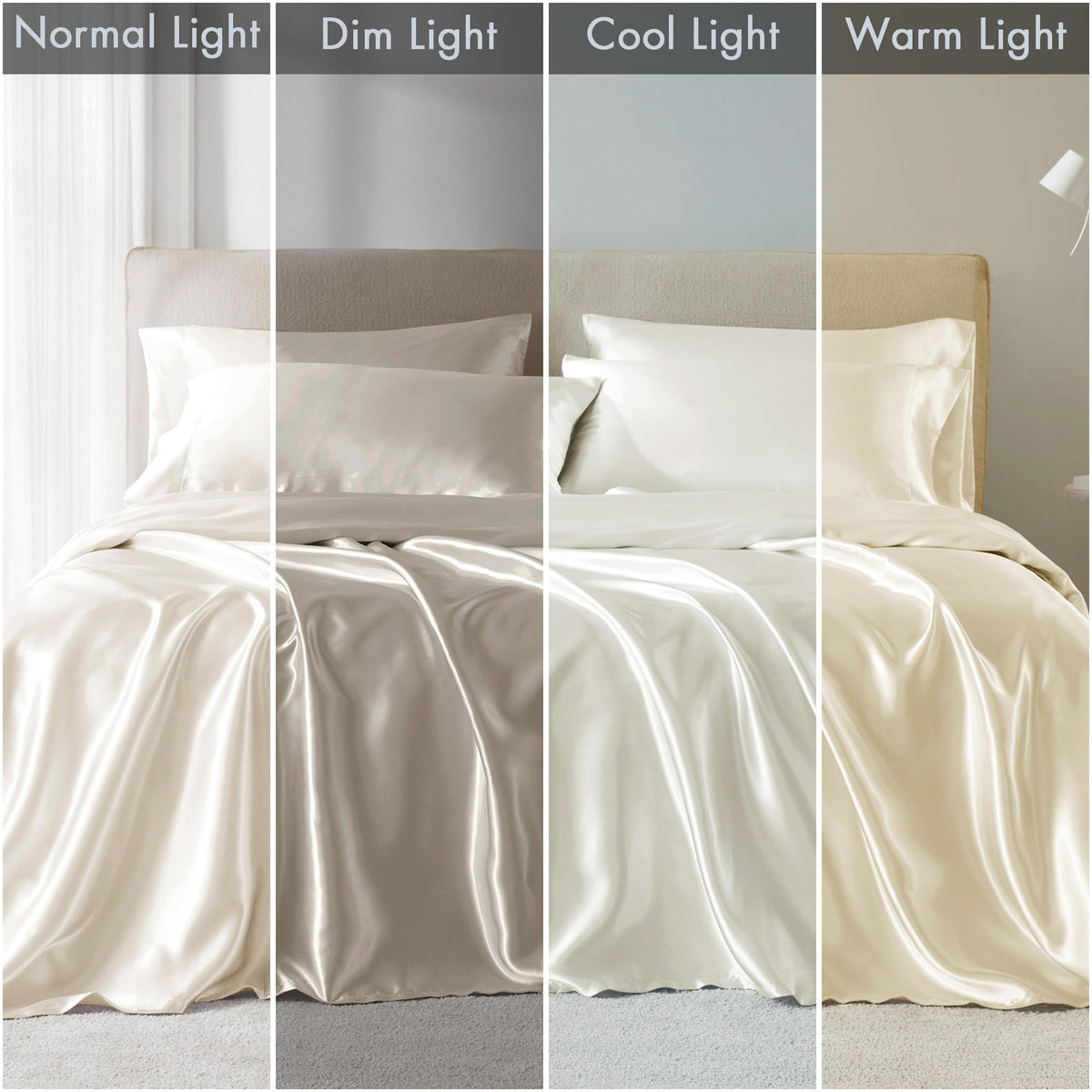 Madison Park Essentials Polyester Satin 6 Piece Sheet Set with Ivory MPE20-904, Queen