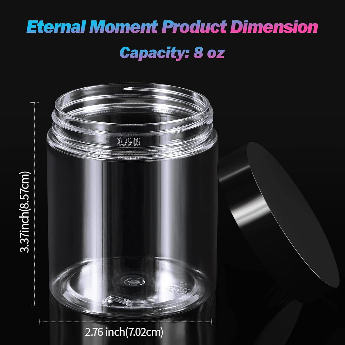 48 Pack 8 OZ Plastic Jars Round Clear Cosmetic Container Jars with Lids, Eternal Moment Plastic Slime Jars for Lotion, Cream, Ointments, Makeup, Eye shadow, Rhinestone, Samples, Pot, Travel Storage