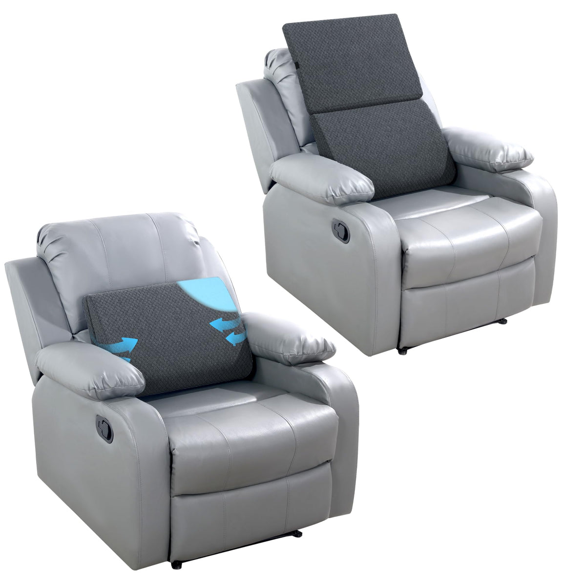 HOMBYS Adjustable Lumbar Support Pillow for Recliner,Multifunctional Memory Foam Back Support Pillow for Recliner,Big Chair Back Support,Back Support Cushion for Office Chair/Car,20"x13.8"x5"