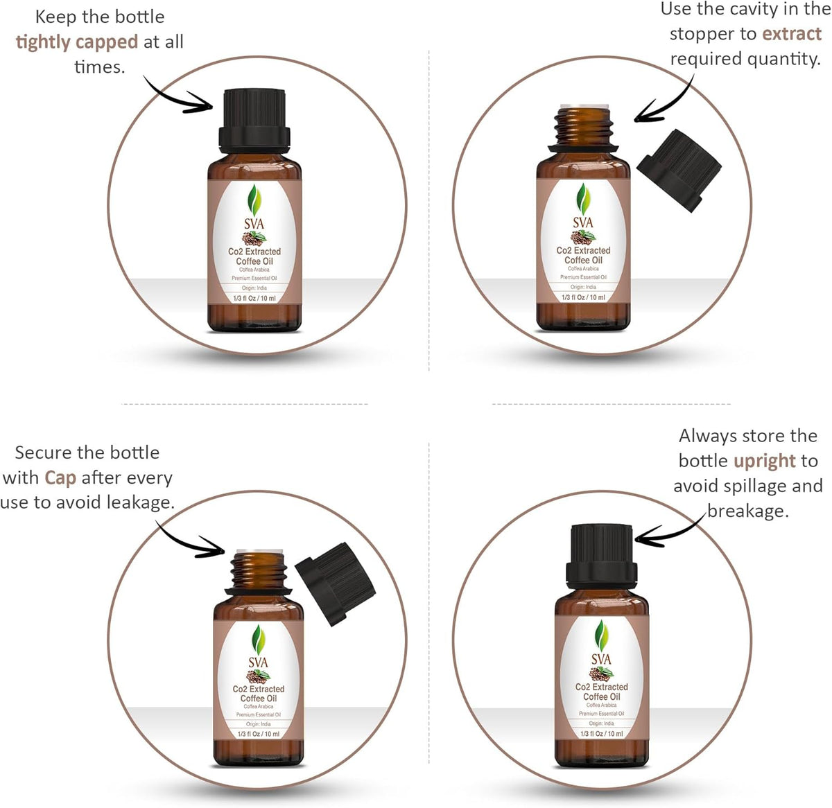 SVA Coffee Essential Oil – 1/3 Fl Oz – 100% Natural Coffee Oil - for Diffuser, Hair Care, Face, Skin Care, Aromatherapy, Scalp and Body Massage, Soap and Candle Making