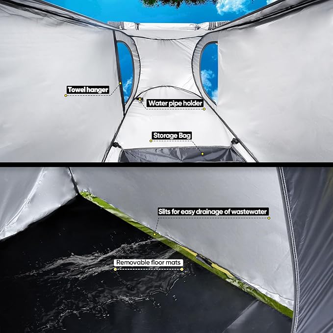 NEVERLAND Pop up Privacy Shower Tent - Portable Changing Shower Tent, Dressing Room, Bathroom, Outdoor Rain Shelter for Camping, Hiking, Beach (Black)