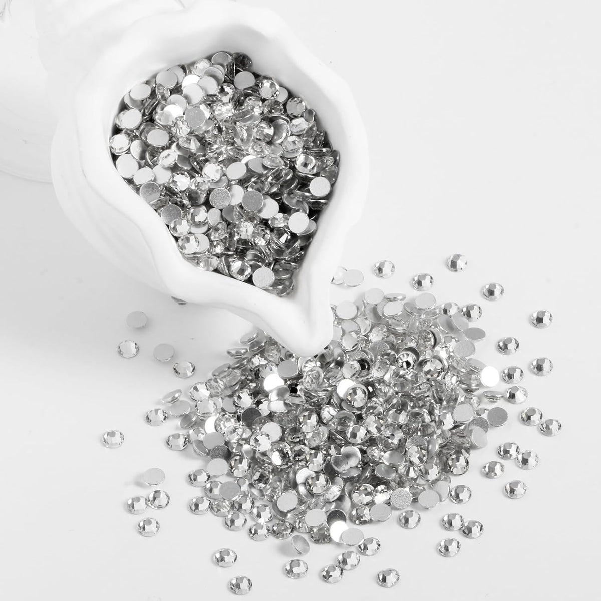 400PCS SS30 Flatback Rhinestones | 12-Facet Diamond-Cut Glass Gems for Nail Art, Clothing, DIY Crafts |Glue-On Decoration Stones with Silver Backing(Crystal)