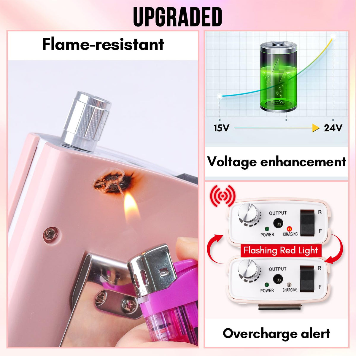 Makartt Nail Drill Professional, Rechargeable Nail E File 30000RPM Electric Nail Drill, Malory Pink Portable Gel Nail Remover Machine with Nail Drill Bits & Sanding Bands for Manicure Salon Home Use