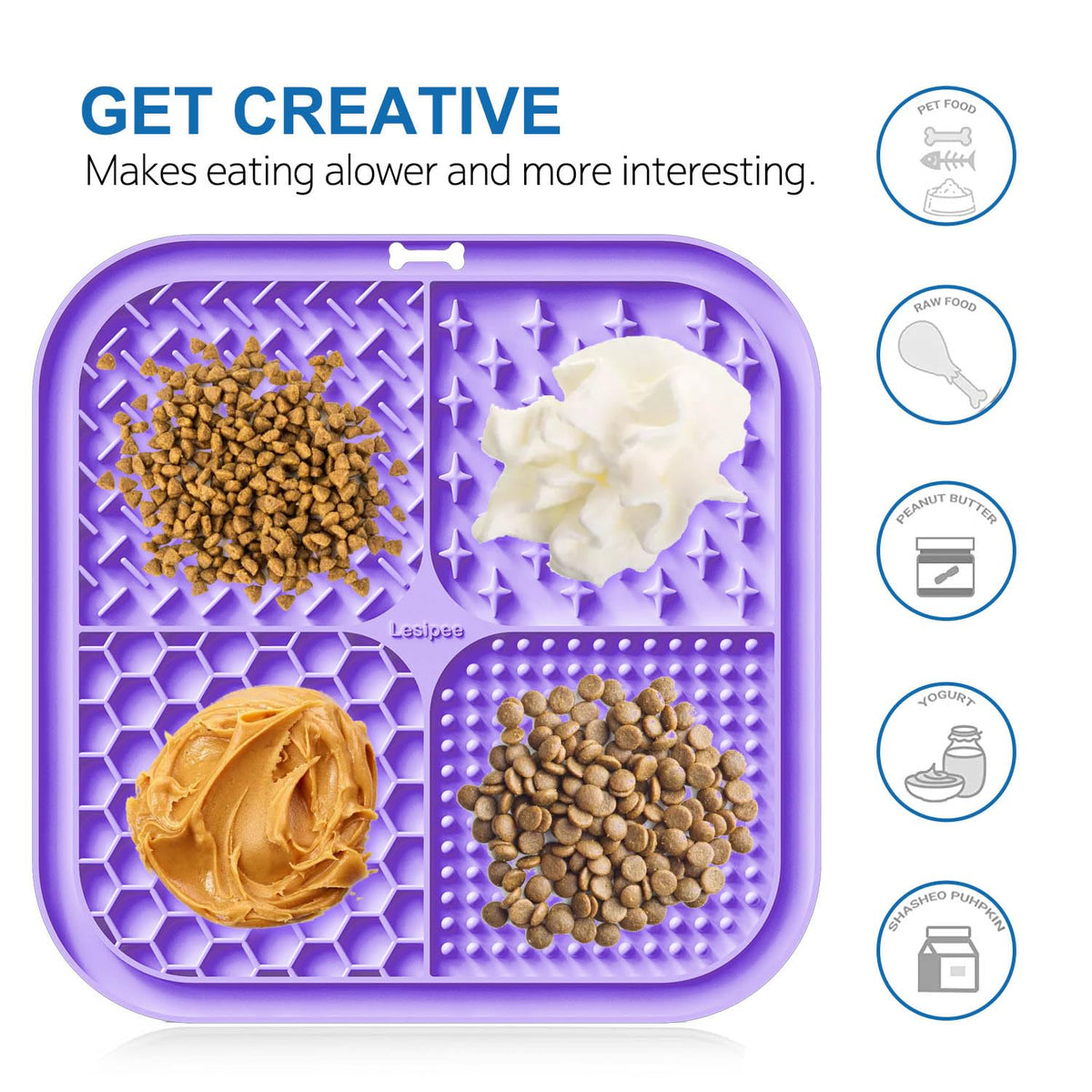 Lesipee Licking Mat for Dogs & Cats 2 Pack, Slow Feeder Lick Pat, Anxiety Relief Dog Toys Feeding Mat for Butter Yogurt Peanut, Pets Supplies Bathing Grooming Training Calming Mat (Cyan&Purple)