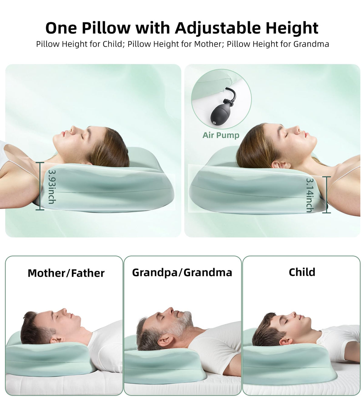 Cervical Neck Pillow for Pain Relief, Ergonomic Memory Foam Pillows for Side, Back, Stomach Sleepers, Lotus Contour Cervical Pillow with Breathable Pillowcase, Adjustable Neck Pillows Without Heat