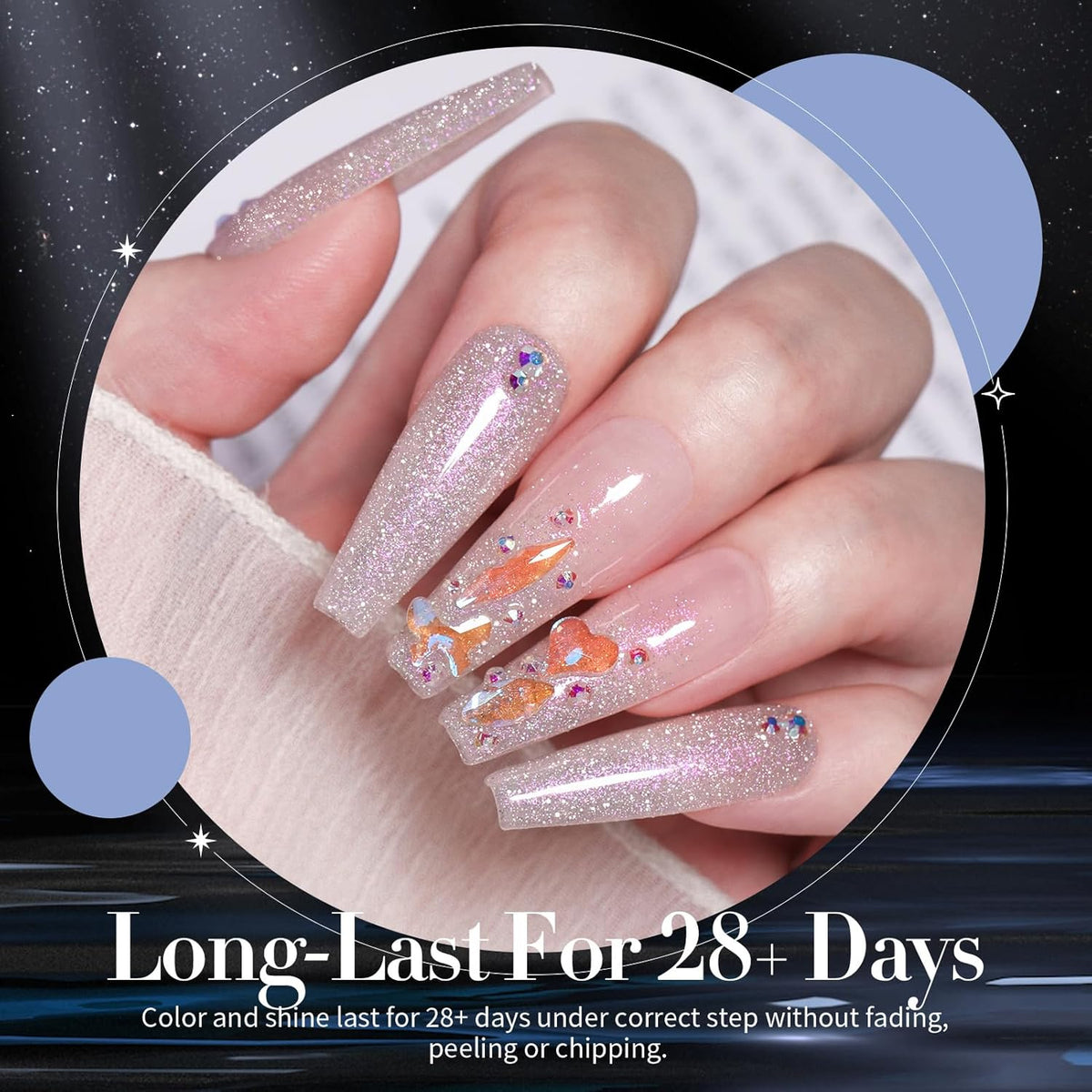 Born Pretty Reflective Glitter Gel Polish Christmas Gold Silver Glitter Sparkly Shiny Disco DJ LED Gel Nail Polish Nail Varnish 6PCS 7ML