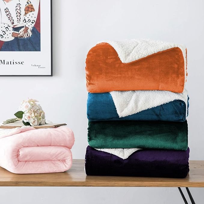 IR Imperial Rooms Sherpa Fleece Throw Blanket Twin Size for Couch - Thick and Warm Fluffy Purple Blankets for Winter, Soft and Fuzzy Twin Blanket for Bed, 60x80 Inches