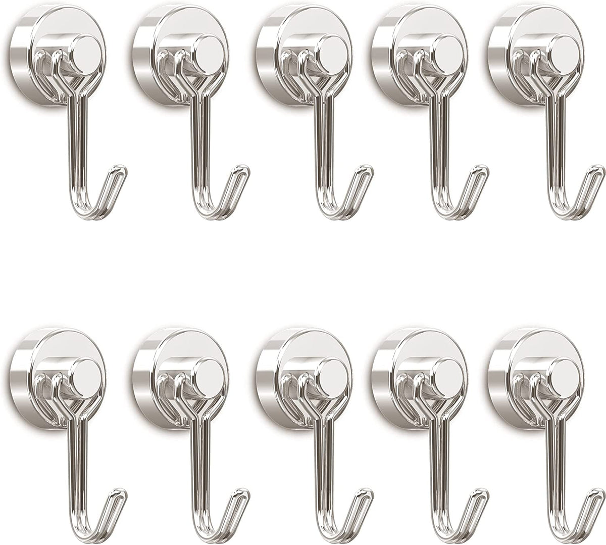 Tohoer Magnetic Hooks, Heavy Duty Neodymium Magnet Hook 30LBS with Rust Proof for Indoor Outdoor Hanging,Refrigerator,Grill,Kitchen,Key Holder,(Black, 8 x 20MM)