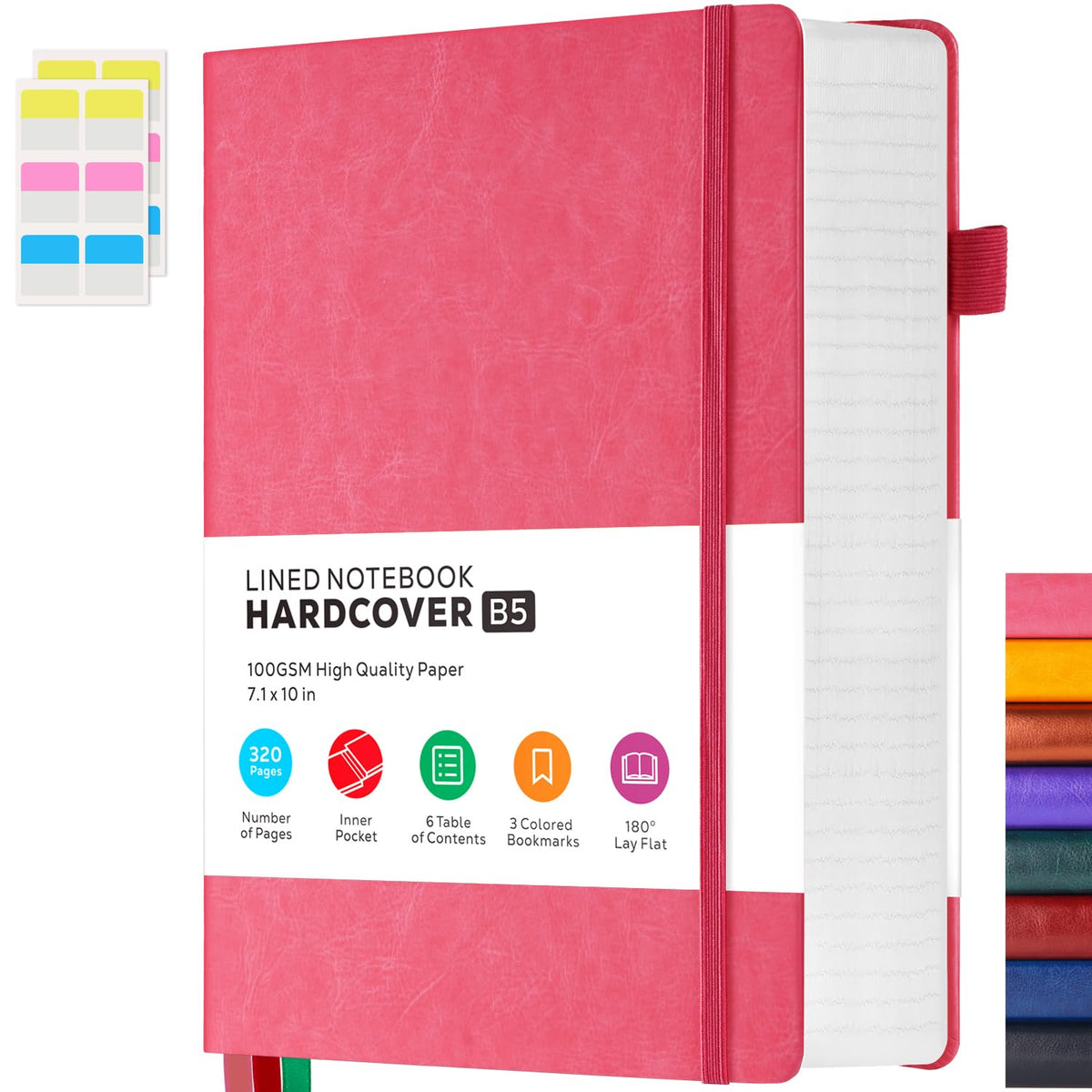 Lined Journal Notebook, 320 pages B5 College Ruled Notebook Journal for Writing Women and Men, Hardcover Leather Journal Notebook for School Office Work, 7.1'' X 10'', Pearlescent Purple Notebook