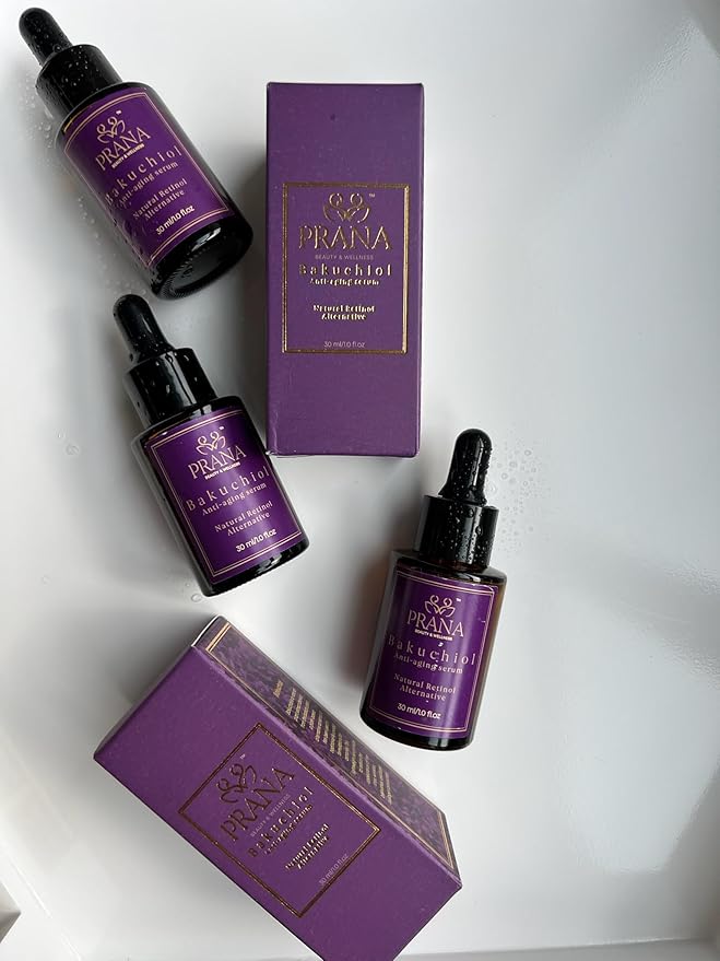 PRANA Bakuchiol Anti-Aging Serum – Ayurvedic Retinol Alternative with Squalane & Jojoba – Hydrating Serum for Wrinkles, Fine Lines & Radiant Skin – Fragrance-Free & 100% Vegan – 30ml